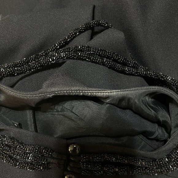 Liz Claiborne NIGHT Evening Gown Dress Maxi Black Beaded Neck Size 4 (READ) - Picture 9 of 10